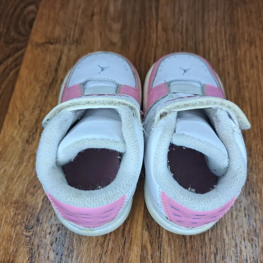 Jordan Baby Infant Girl's Hook and Loop Sneakers Pink and White Size 4C